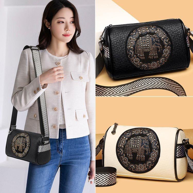 Imported Round Cylindrical ELEPHANT PATCHED Slingbag with Broad belt..!