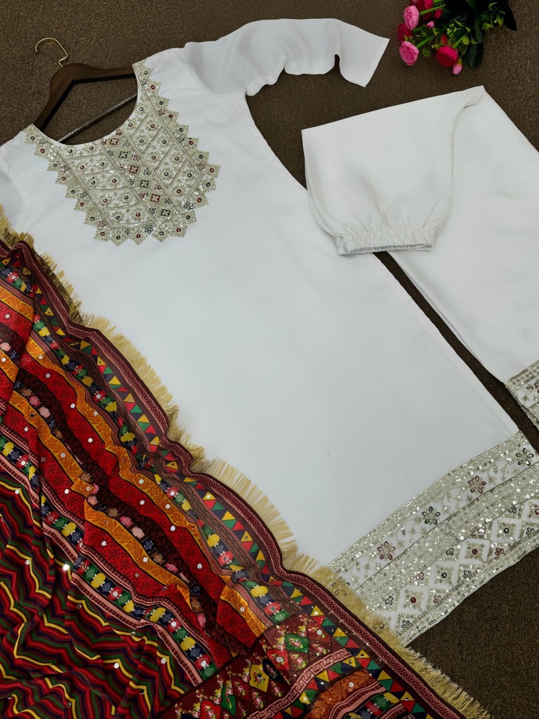 NEW HIT DESIGN COLLECTION EMBROIDERY AND SEQUINS WORK TOP-BOTTOM WITH  DUPATTA