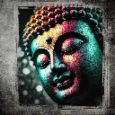 Gray Canvas Buddha Photo Frame