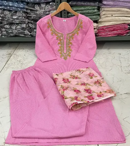 khadi cotton embroidery suit